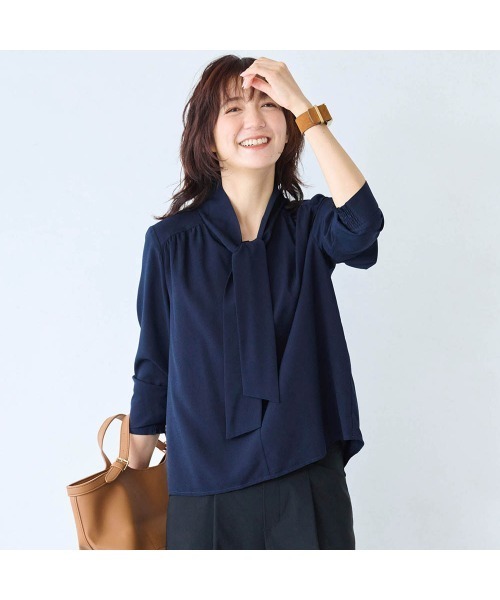 Belle Maison(ベルメゾン)の「綿素材の裏カットソー付きボウタイブラウス(シャツ/ブラウス・レディース・イエロー系その他/オフホワイト/ブルー系その他3/ブルー系その他2/ブルー系その他/ネイビー・S/M/L)」の22枚目の写真