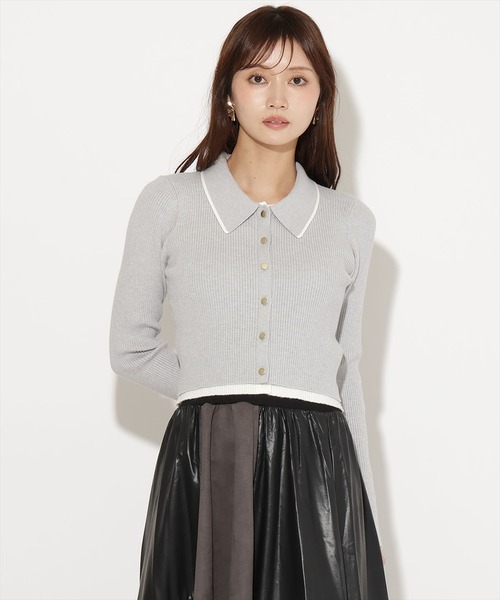 AND COUTURE(アンドクチュール)の「配色レイヤード風カーディガン(カーディガン/ボレロ・レディース・ピンク/ブラック/ブラウン/ライトグレー・FREE)」の11枚目の写真