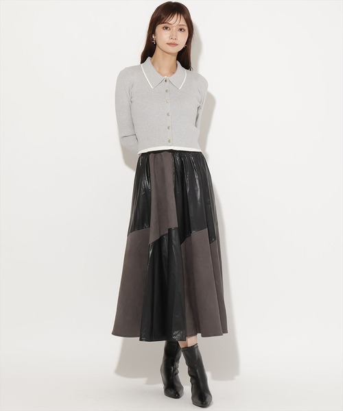 AND COUTURE(アンドクチュール)の「配色レイヤード風カーディガン(カーディガン/ボレロ・レディース・ピンク/ブラック/ブラウン/ライトグレー・FREE)」の16枚目の写真