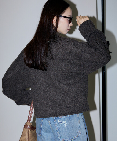 PUBLUX(パブリュクス)の「PUBLUX/パブリュクス ニット ジップ ジャケット 限定展開(ブルゾン・レディース・チャコールグレー・フリ-)」の3枚目の写真