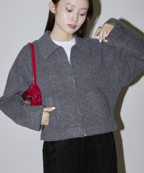 PUBLUX(パブリュクス)の「PUBLUX/パブリュクス ニット ジップ ジャケット 限定展開(ブルゾン・レディース・チャコールグレー・フリ-)」の10枚目の写真