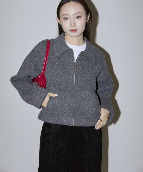 PUBLUX(パブリュクス)の「PUBLUX/パブリュクス ニット ジップ ジャケット 限定展開(ブルゾン・レディース・チャコールグレー・フリ-)」の12枚目の写真