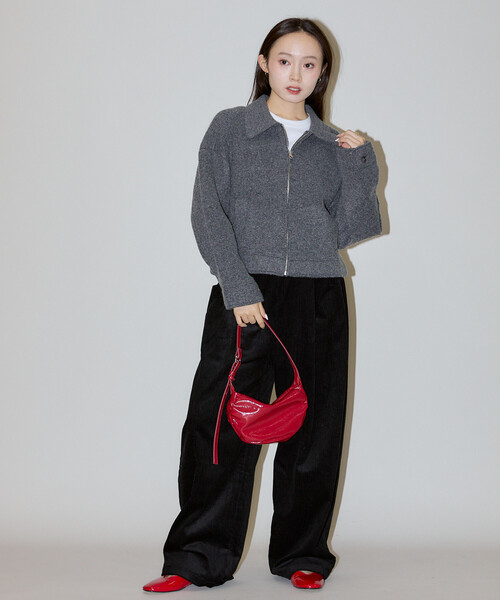 PUBLUX(パブリュクス)の「PUBLUX/パブリュクス ニット ジップ ジャケット 限定展開(ブルゾン・レディース・チャコールグレー・フリ-)」の13枚目の写真