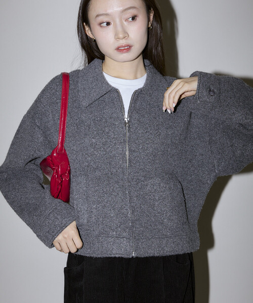 PUBLUX(パブリュクス)の「PUBLUX/パブリュクス ニット ジップ ジャケット 限定展開(ブルゾン・レディース・チャコールグレー・フリ-)」の16枚目の写真
