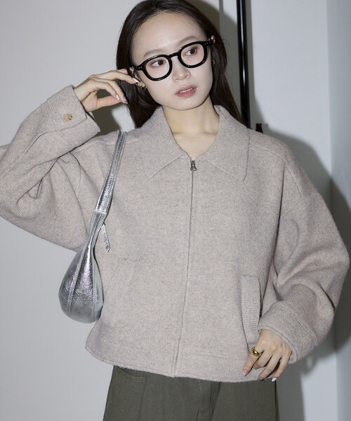 PUBLUX(パブリュクス)の「PUBLUX/パブリュクス ニット ジップ ジャケット 限定展開(ブルゾン・レディース・チャコールグレー・フリ-)」の18枚目の写真