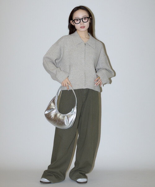 PUBLUX(パブリュクス)の「PUBLUX/パブリュクス ニット ジップ ジャケット 限定展開(ブルゾン・レディース・チャコールグレー・フリ-)」の21枚目の写真