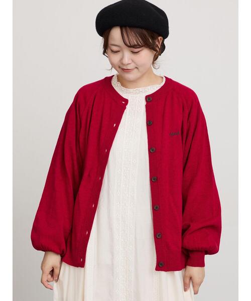 ワンポイント刺繍パフ袖カーデイガン（カーディガン/ボレロ）｜Samansa