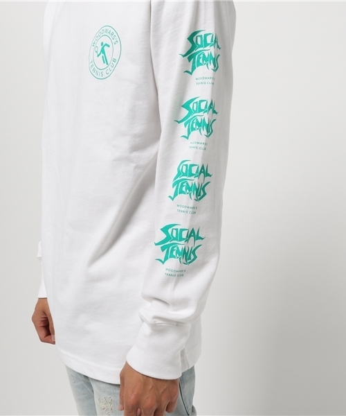 AMERICAN RAG CIE（アメリカンラグシー）の「WOODWARSS (ウッドワース) 袖プリント 長袖 Tシャツ SOCIAL TENNIS_LONG（Tシャツ/カットソー・メンズ・ホワイト/ブラック・L/M）」の6枚目の写真