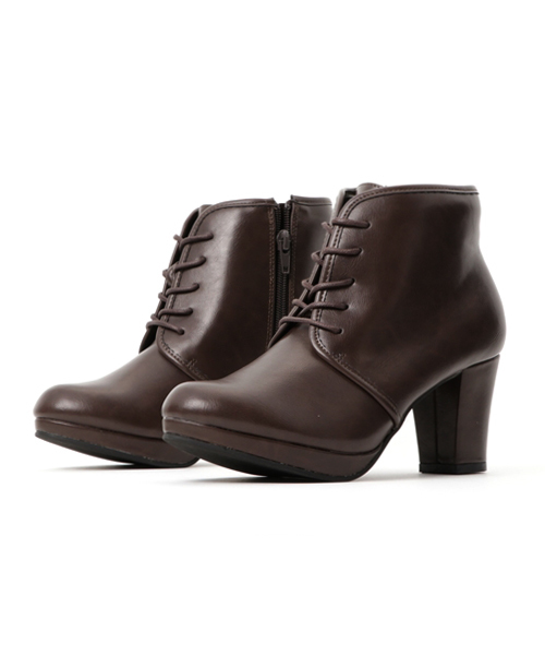 REAL CUBE(リアルキューブ)の「 レースアップアンクルショートブーツ・ブーティー REAL CUBE(ブーツ・レディース・モカ/ダークブラウン/ブラック/カーキ/ブラック系その他・L/M)」の4枚目の写真