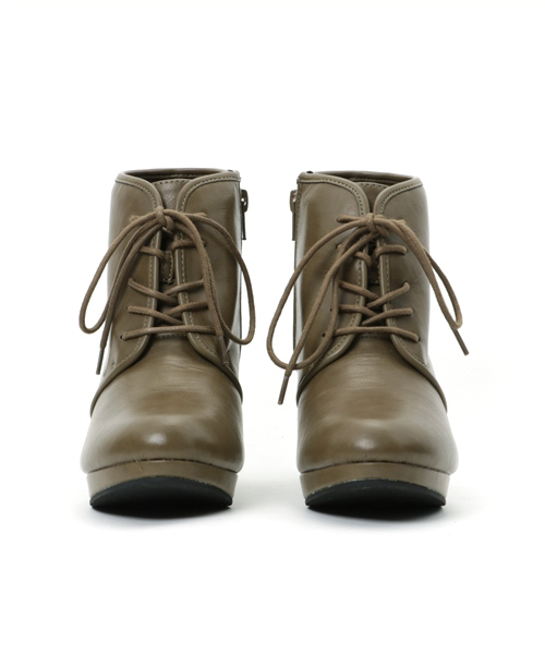 REAL CUBE(リアルキューブ)の「 レースアップアンクルショートブーツ・ブーティー REAL CUBE(ブーツ・レディース・モカ/ダークブラウン/ブラック/カーキ/ブラック系その他・L/M)」の9枚目の写真