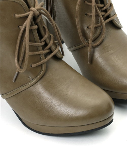 REAL CUBE(リアルキューブ)の「 レースアップアンクルショートブーツ・ブーティー REAL CUBE(ブーツ・レディース・モカ/ダークブラウン/ブラック/カーキ/ブラック系その他・L/M)」の10枚目の写真