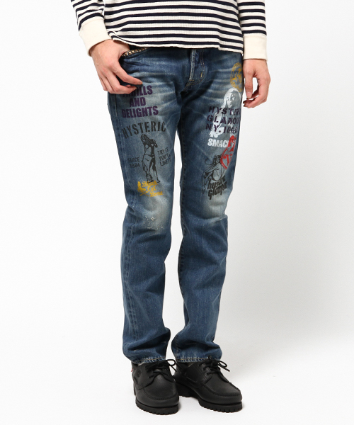 HYSTERIC GLAMOUR（ヒステリックグラマー）の「SP加工COLLAGE pt SデニムスリムストレートPT（デニムパンツ・メンズ・インディゴブルー・28inch/29inch/30inch/31inch/32inch/34inch）」の13枚目の写真