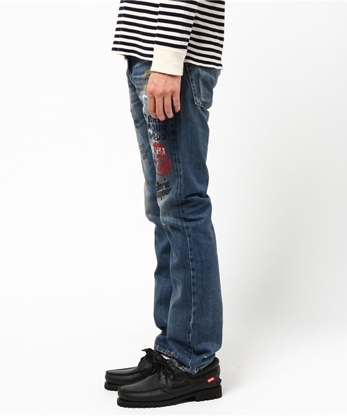 HYSTERIC GLAMOUR（ヒステリックグラマー）の「SP加工COLLAGE pt SデニムスリムストレートPT（デニムパンツ・メンズ・インディゴブルー・28inch/29inch/30inch/31inch/32inch/34inch）」の5枚目の写真