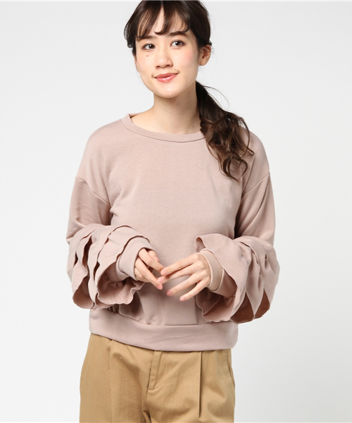 MERLOT(メルロー)の「フリルティアード袖トップス583-9527(スウェット・レディース・グレー/アイボリー/ネイビー/ピンク・FREE)」の14枚目の写真