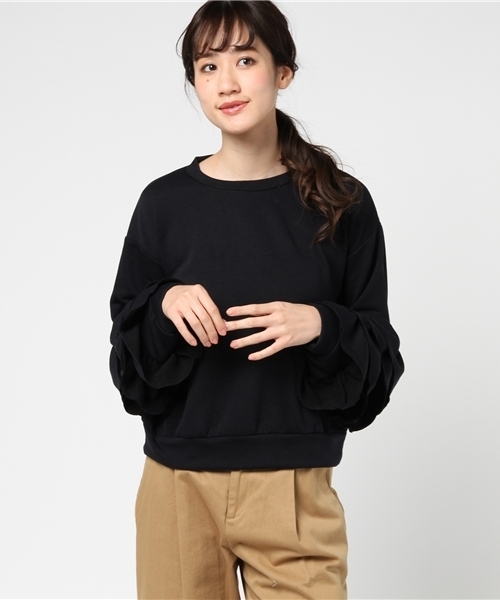 MERLOT(メルロー)の「フリルティアード袖トップス583-9527(スウェット・レディース・グレー/アイボリー/ネイビー/ピンク・FREE)」の15枚目の写真