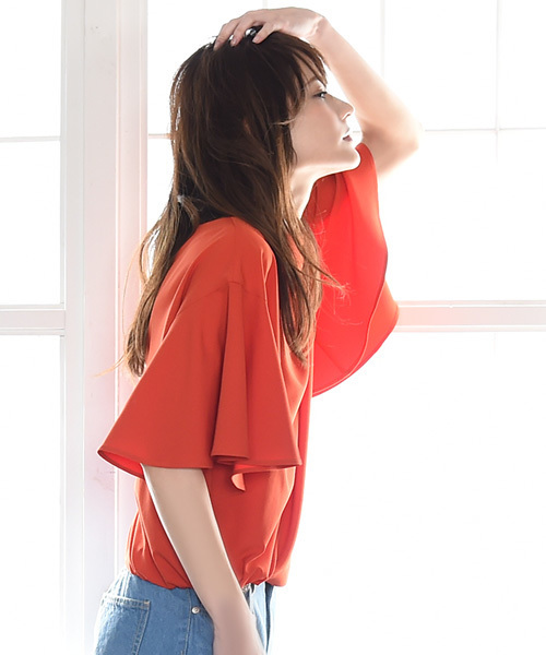 Luz Llena (philter)（ラズレナ　フィルター）の「ジョーゼットフレアスリーブトップス（シャツ/ブラウス・レディース・オフホワイト/グレー/ネイビー/レッド・MEDIUM）」の6枚目の写真