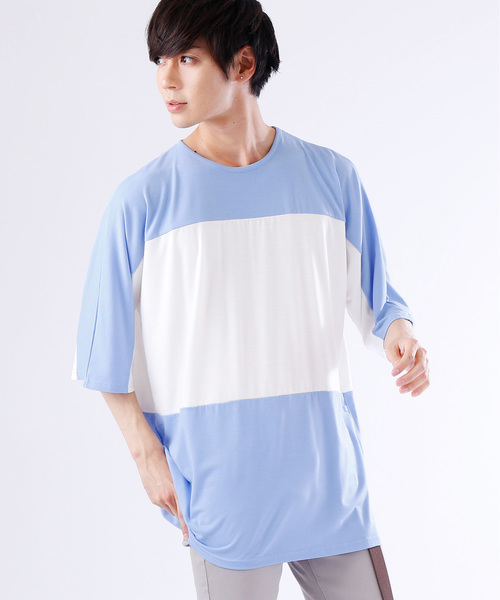 MONO-MART(モノマート)の「センターバイカラーBIG カットソー/TRストレッチ(Tシャツ/カットソー・メンズ・ブラック系その他/グレー系その他/ブルー系その他/ブルー系その他2/ベージュ系その他/グリーン系その他・FREE)」の6枚目の写真