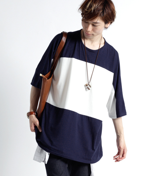 MONO-MART(モノマート)の「センターバイカラーBIG カットソー/TRストレッチ(Tシャツ/カットソー・メンズ・ブラック系その他/グレー系その他/ブルー系その他/ブルー系その他2/ベージュ系その他/グリーン系その他・FREE)」の17枚目の写真