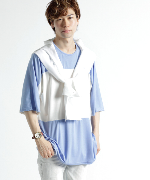 MONO-MART(モノマート)の「センターバイカラーBIG カットソー/TRストレッチ(Tシャツ/カットソー・メンズ・ブラック系その他/グレー系その他/ブルー系その他/ブルー系その他2/ベージュ系その他/グリーン系その他・FREE)」の19枚目の写真