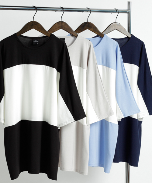 MONO-MART(モノマート)の「センターバイカラーBIG カットソー/TRストレッチ(Tシャツ/カットソー・メンズ・ブラック系その他/グレー系その他/ブルー系その他/ブルー系その他2/ベージュ系その他/グリーン系その他・FREE)」の10枚目の写真