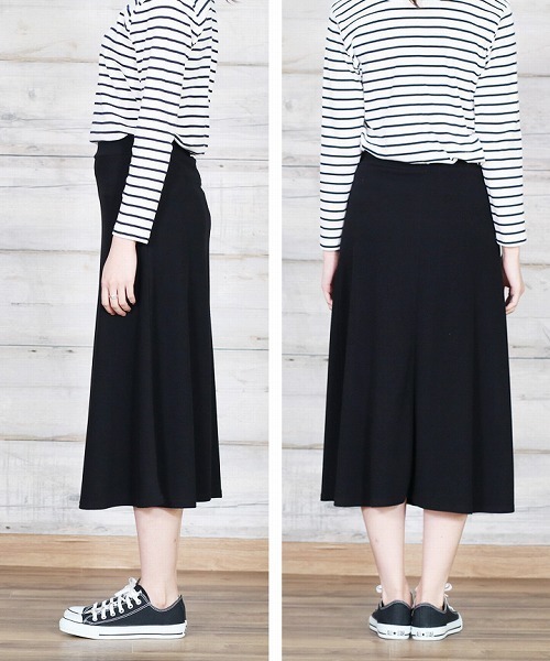 reca（レカ）の「ウエストゴムで楽々☆ミモレ丈スウェットフレアスカート（スカート・レディース・ブラック/ダークグレー・FREE）」の17枚目の写真