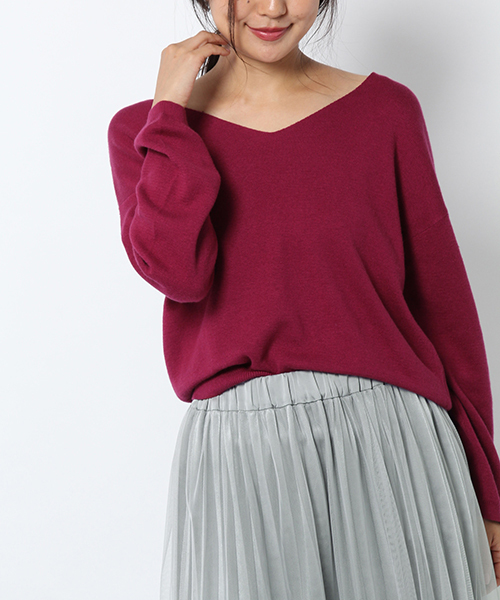 laboratory work（ラボラトリーワーク）の「【大人気】ミラノリブVニット（ニット/セーター・レディース・ピンク/ブルー/杢グレー/ブラック・MEDIUM）」の4枚目の写真