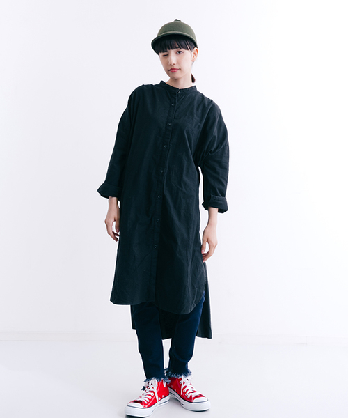 MERLOT（メルロー）の「ウエストベルトバンドカラーシャツワンピース1234（シャツワンピース・レディース・ベージュ/グリーン/レッド/キャメル/ブラック・FREE）」の11枚目の写真