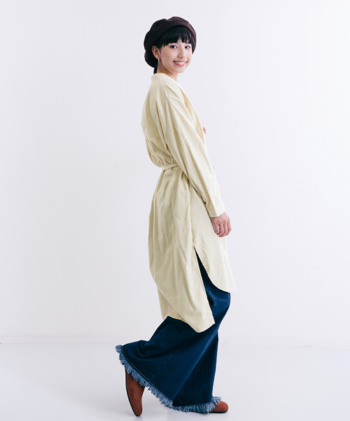 MERLOT（メルロー）の「ウエストベルトバンドカラーシャツワンピース1234（シャツワンピース・レディース・ベージュ/グリーン/レッド/キャメル/ブラック・FREE）」の14枚目の写真