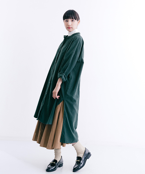 MERLOT（メルロー）の「ウエストベルトバンドカラーシャツワンピース1234（シャツワンピース・レディース・ベージュ/グリーン/レッド/キャメル/ブラック・FREE）」の9枚目の写真