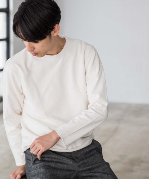 green label relaxing(グリーンレーベルリラクシング)の「SC カットオフ スウェット ワイドクルー ◆(スウェット・メンズ・オフホワイト/ブラウン/ネイビー・SMALL/MEDIUM/LARGE)」の1枚目の写真