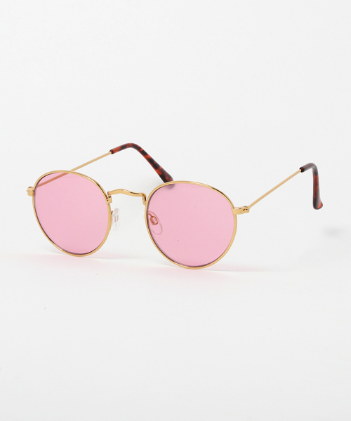 WEGO（ウィゴー）の「WEGO/ゴールドメタルボストンタイプサングラス（サングラス・メンズ・パープル/イエロー/レッド系その他・FREE）」の3枚目の写真