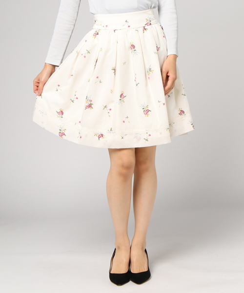 LODISPOTTO（ロディスポット）の「クリーミーフラワースカート（スカート・レディース・ブラック/ホワイト・MEDIUM）」の2枚目の写真
