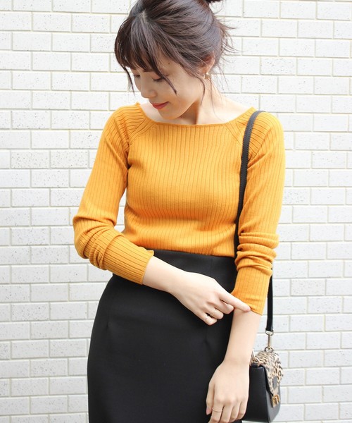 Spick & Span（スピックアンドスパン）の「WASHABLE WOOL RIBプルオーバー◆（ニット/セーター・レディース・ブラック/レッド/アイボリー/マスタード・FREE）」の4枚目の写真