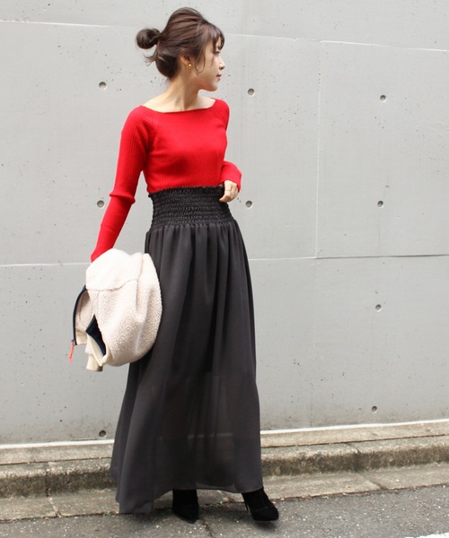 Spick & Span（スピックアンドスパン）の「WASHABLE WOOL RIBプルオーバー◆（ニット/セーター・レディース・ブラック/レッド/アイボリー/マスタード・FREE）」の7枚目の写真