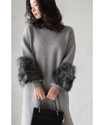 cawaii | 目を惹く袖元。 リュクスなファーのニットワンピース(ワンピース)