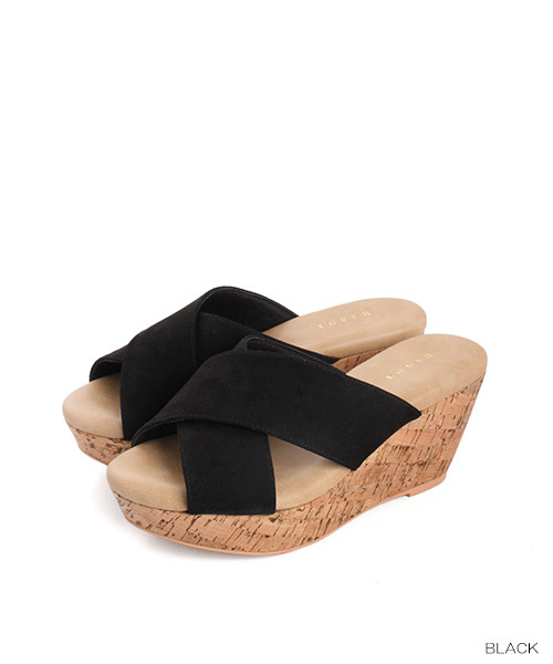 RANDA（ランダ）の「【足にフィットするよう履き心地を追求】クロスウエッジサンダル（サンダル・レディース・ホワイト/シルバー/ブルー/ブラック・SS/S/LL/M/L）」の2枚目の写真