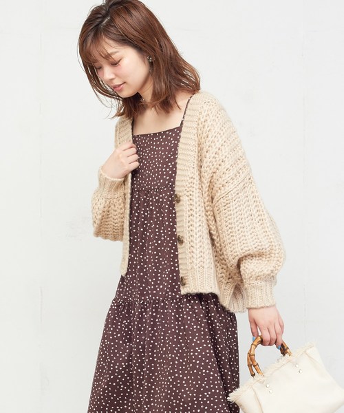 natural couture（ナチュラルクチュール）の「棒針風ショートカーディガン（カーディガン/ボレロ・レディース・アイボリー/ライトベージュ/ミント/ラベンダー/ピンクベージュ・FREE）」の3枚目の写真