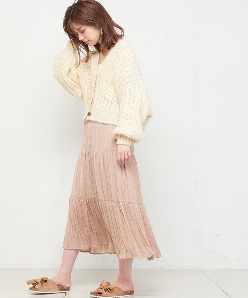 natural couture（ナチュラルクチュール）の「棒針風ショートカーディガン（カーディガン/ボレロ・レディース・アイボリー/ライトベージュ/ミント/ラベンダー/ピンクベージュ・FREE）」の6枚目の写真