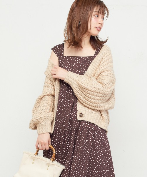 natural couture（ナチュラルクチュール）の「棒針風ショートカーディガン（カーディガン/ボレロ・レディース・アイボリー/ライトベージュ/ミント/ラベンダー/ピンクベージュ・FREE）」の12枚目の写真