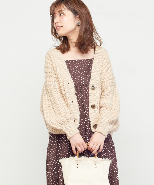 natural couture（ナチュラルクチュール）の「棒針風ショートカーディガン（カーディガン/ボレロ・レディース・アイボリー/ライトベージュ/ミント/ラベンダー/ピンクベージュ・FREE）」の13枚目の写真