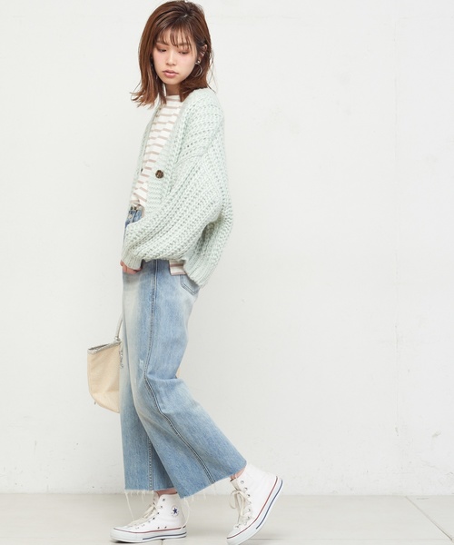 natural couture（ナチュラルクチュール）の「棒針風ショートカーディガン（カーディガン/ボレロ・レディース・アイボリー/ライトベージュ/ミント/ラベンダー/ピンクベージュ・FREE）」の14枚目の写真