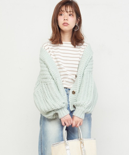 natural couture（ナチュラルクチュール）の「棒針風ショートカーディガン（カーディガン/ボレロ・レディース・アイボリー/ライトベージュ/ミント/ラベンダー/ピンクベージュ・FREE）」の15枚目の写真