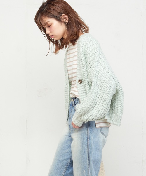 natural couture（ナチュラルクチュール）の「棒針風ショートカーディガン（カーディガン/ボレロ・レディース・アイボリー/ライトベージュ/ミント/ラベンダー/ピンクベージュ・FREE）」の16枚目の写真