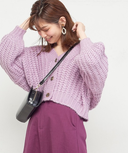 natural couture（ナチュラルクチュール）の「棒針風ショートカーディガン（カーディガン/ボレロ・レディース・アイボリー/ライトベージュ/ミント/ラベンダー/ピンクベージュ・FREE）」の20枚目の写真