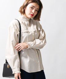 WEGO | WEGO/ストライプスタンドフリルブラウス(シャツ/ブラウス)