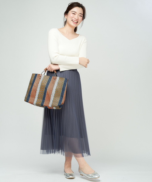 DISCOAT（ディスコート）の「再入荷！チュール重ねプリーツスカート（スカート・レディース・チャコールグレー/ブラック/アイボリー/ブラウン・FREE）」の5枚目の写真