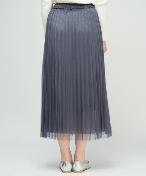 DISCOAT（ディスコート）の「再入荷！チュール重ねプリーツスカート（スカート・レディース・チャコールグレー/ブラック/アイボリー/ブラウン・FREE）」の10枚目の写真