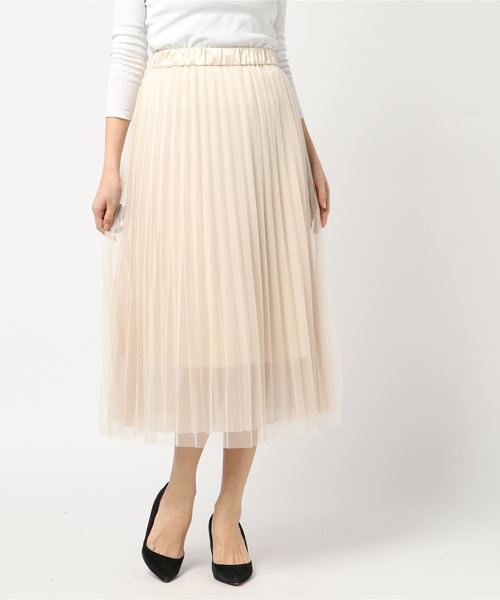 DISCOAT（ディスコート）の「再入荷！チュール重ねプリーツスカート（スカート・レディース・チャコールグレー/ブラック/アイボリー/ブラウン・FREE）」の18枚目の写真