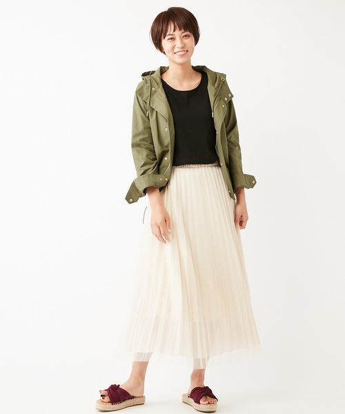 DISCOAT（ディスコート）の「再入荷！チュール重ねプリーツスカート（スカート・レディース・チャコールグレー/ブラック/アイボリー/ブラウン・FREE）」の17枚目の写真