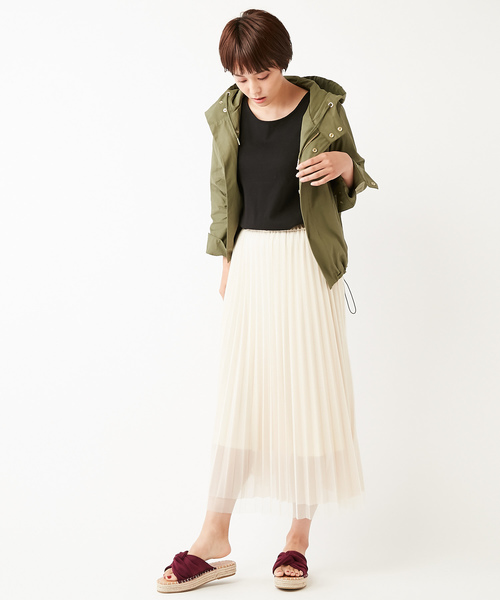 DISCOAT（ディスコート）の「再入荷！チュール重ねプリーツスカート（スカート・レディース・チャコールグレー/ブラック/アイボリー/ブラウン・FREE）」の16枚目の写真